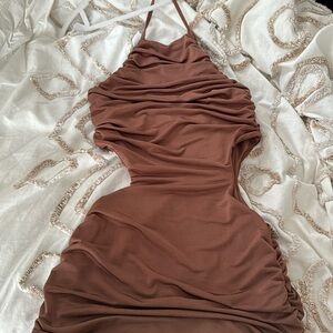 Missguided tall high halter neck slinky midaxi dress with side cut out  ***NWT**